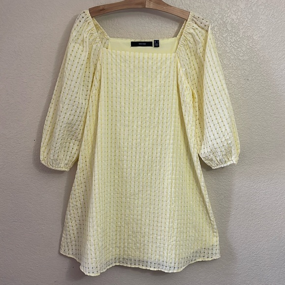 Vero Moda Dresses & Skirts - VERO MODA Kamryn Check Square Neck Mini Dress Yellow Searsucker Small